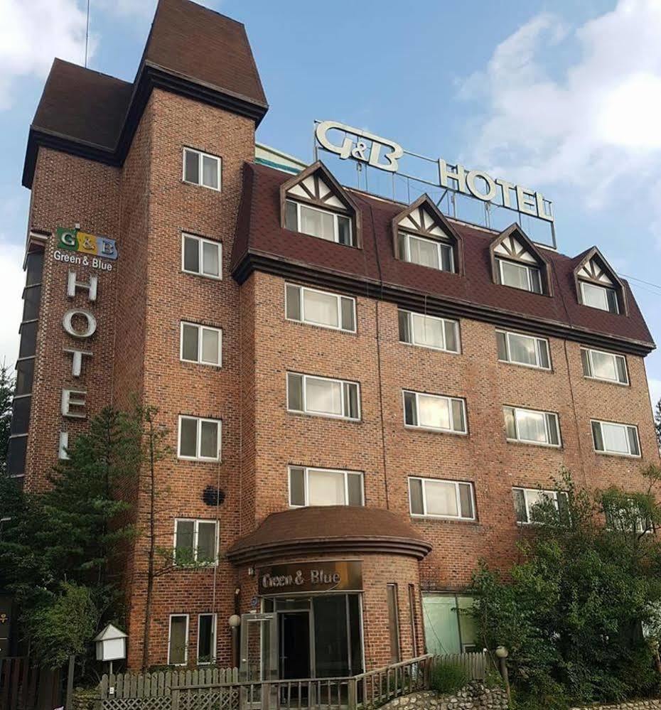 绿色与蓝色汽车旅馆 平昌 外观 照片